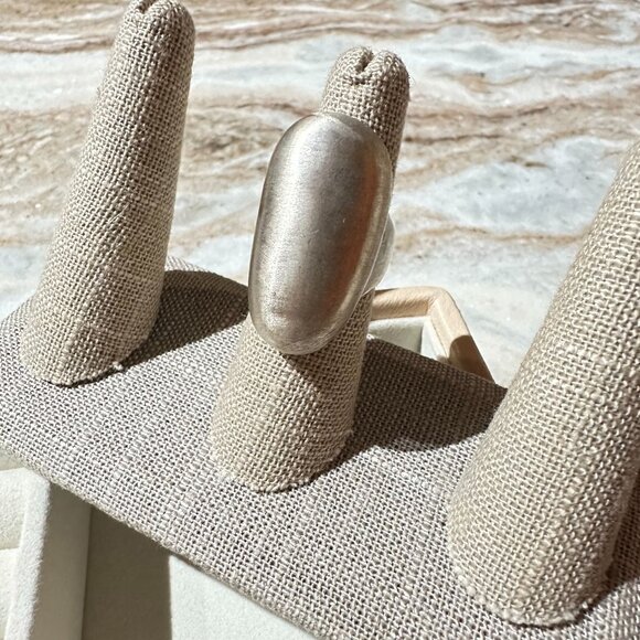 Park Lane Silver-Tone Bean Ring Size 7 Sleek Modern Design - Picture 2 of 10